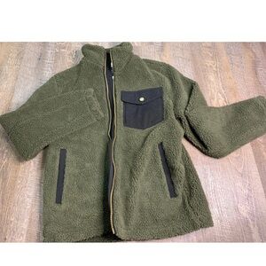 Pendleton Rock River Sherpa Fleece Mens Medium Green Full Zip Jacket Outdoors